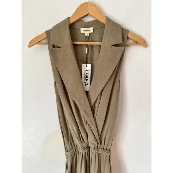 NWT L’agence Mayer Military Maxi Dress Covert Green Women’s Size Small - Picture 6 of 9